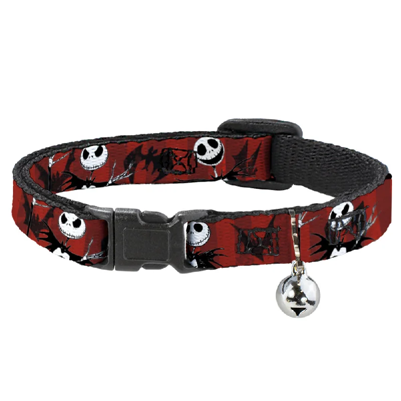 Cat Collar Breakaway - Nightmare Before Christmas Jack Poses Bats Red Stripe