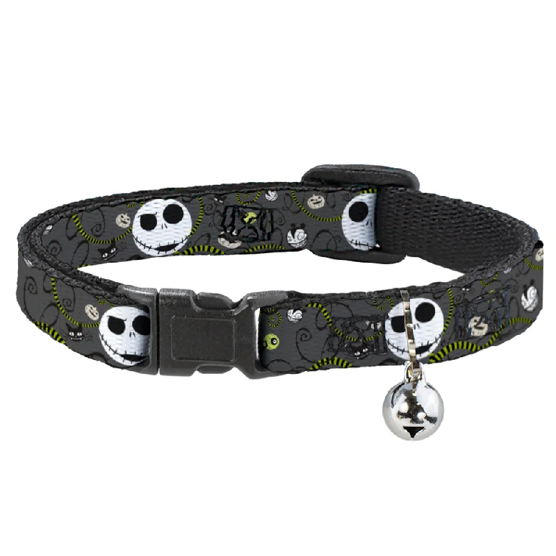 Cat Collar Breakaway - Nightmare Before Christmas Jack Expressions Halloween Elements Gray