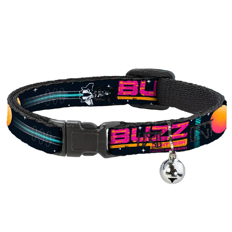 Cat Collar Breakaway with Bell - BUZZ LIGHTYEAR Hyper Speed Spaceship Black Multi Color