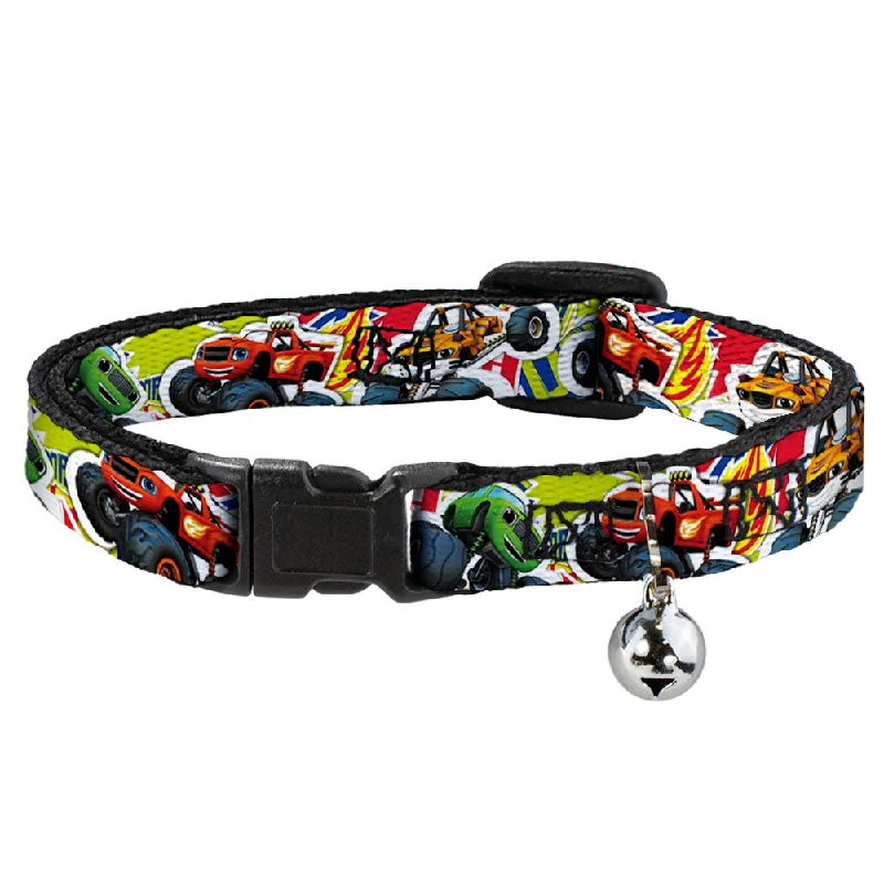 Cat Collar Breakaway with Bell - Blaze & 5-Trucks Flames Collage Green Multi Color