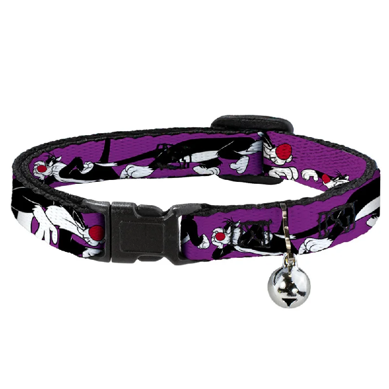 Cat Collar Breakaway - Sylvester the Cat Poses Purple