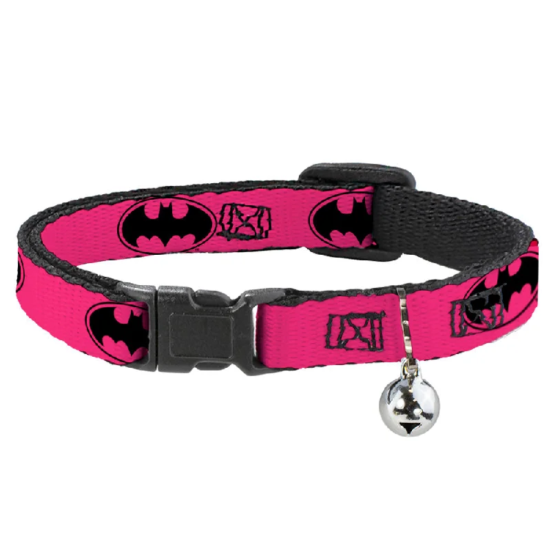 Cat Collar Breakaway - Bat Signal-3 Fuchsia Black Fuchsia