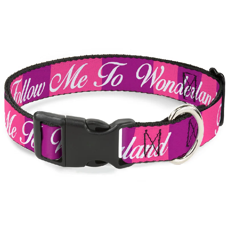 Plastic Clip Collar - Cheshire Cat Stripe/FOLLOW ME TO WONDERLAND Pink/Purple/White