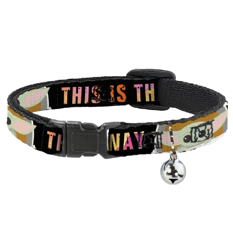 Cat Collar Breakaway - Star Wars The Child Chibi Pod Pose THIS IS THE WAY Black Multi Color