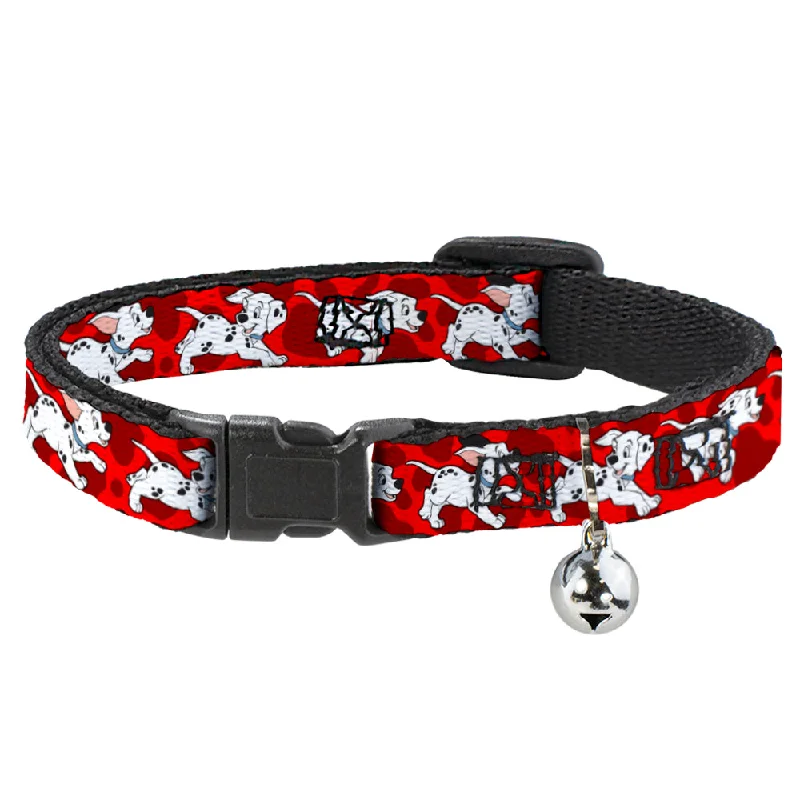 Cat Collar Breakaway - Dalmatians Running Paws Reds White Black