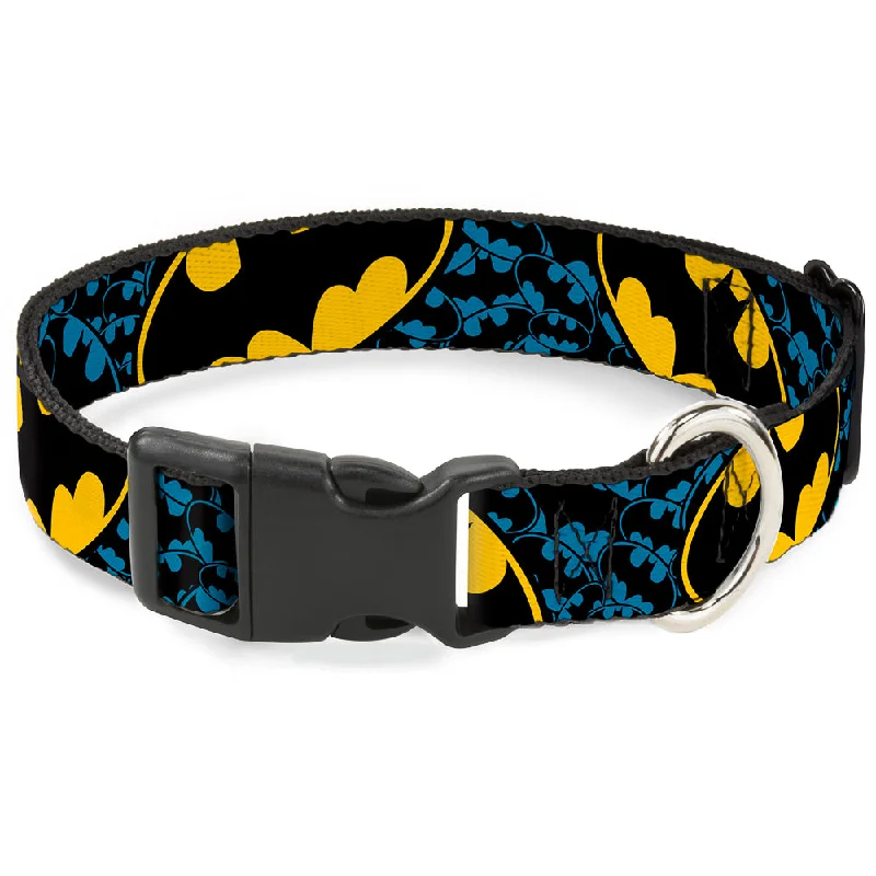 Plastic Clip Collar - Bat Signals Stacked w/CLOSE-UP Blue/Black/Yellow