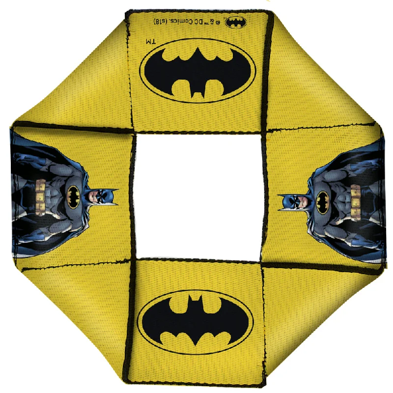 Dog Toy Squeaky Octagon Flyer - Batman JL Rebirth Pose Bat Icon Yellow