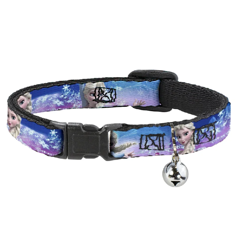 Cat Collar Breakaway - Elsa the Snow Queen Poses Castle & Snowy Mountains Blue-Pink Fade