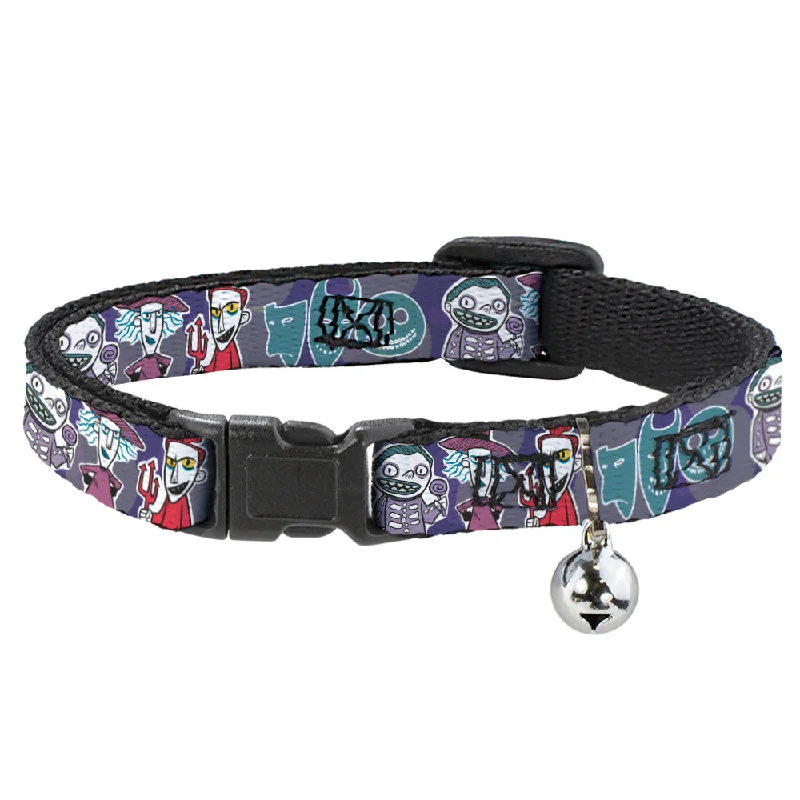 Cat Collar Breakaway - Nightmare Before Christmas Lock Shock & Barrel Group Pose Masks Purples