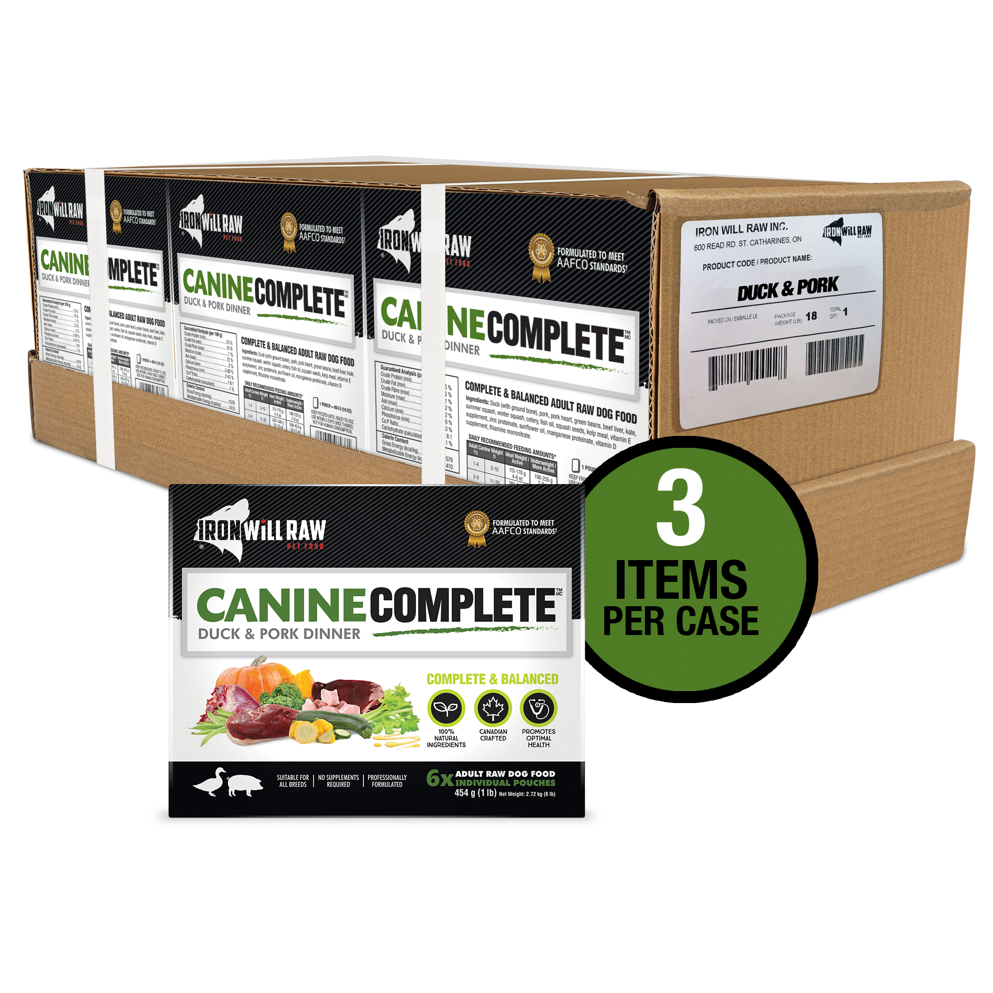 Canine Complete Duck & Pork Dinner - Flat (3 x 6 lb)