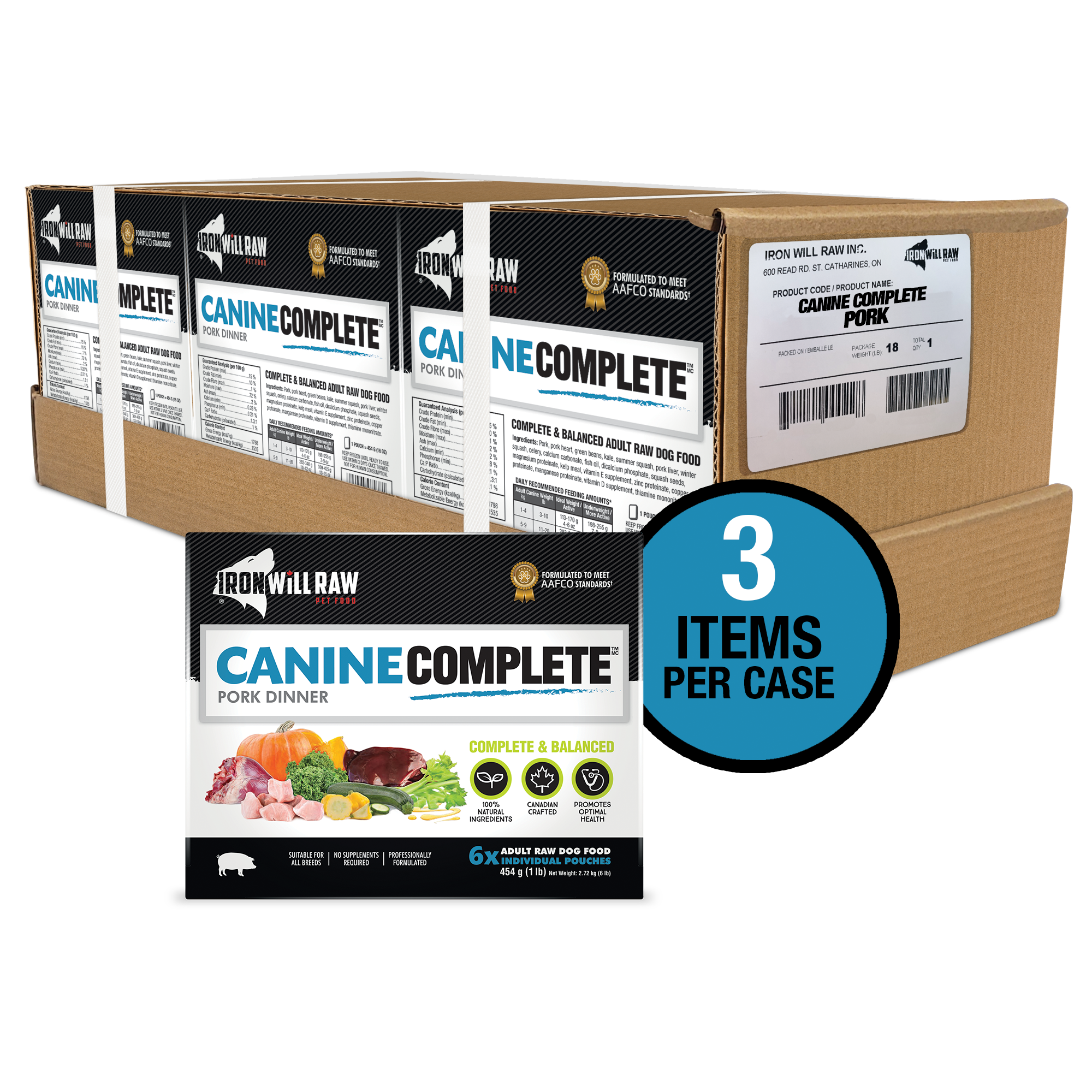 Canine Complete Pork Dinner - Flat (3 x 6 lb)