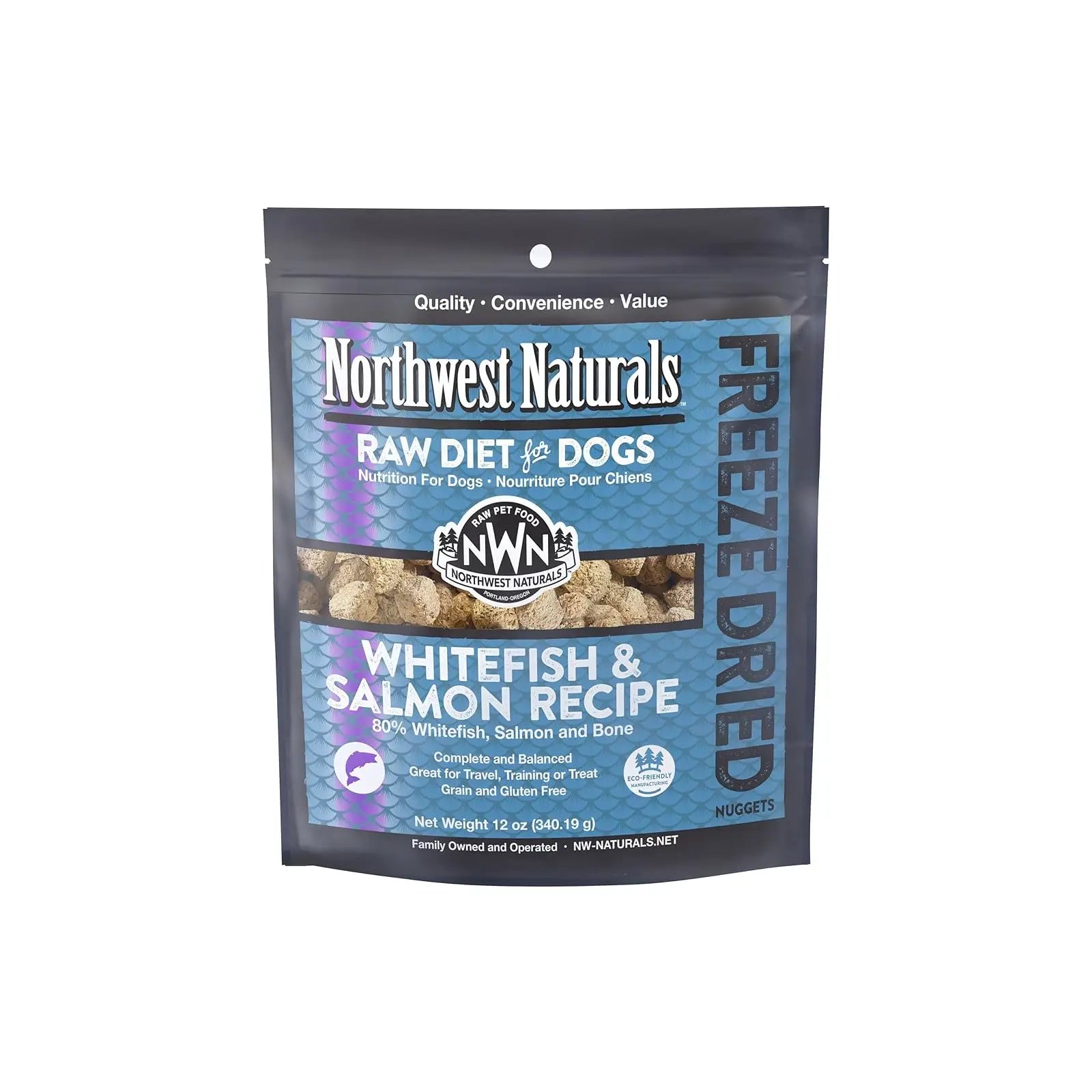 Northwest Naturals Freeze Dried Diets for Dogs - Whitefish and Salmon Recipe 12oz