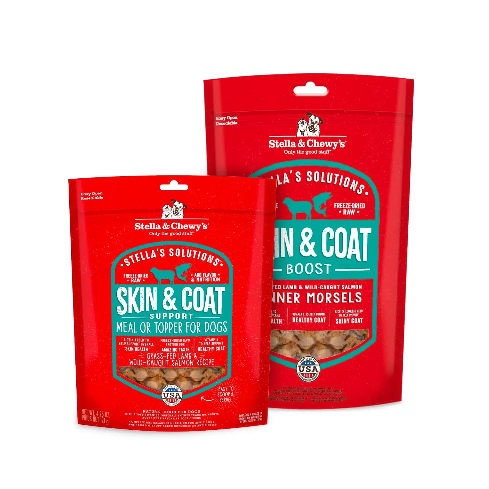 Stella’s Solutions Skin & Coat Boost Grass-Fed Lamb & Wild-Caught Salmon Dinner Morsels for Dogs