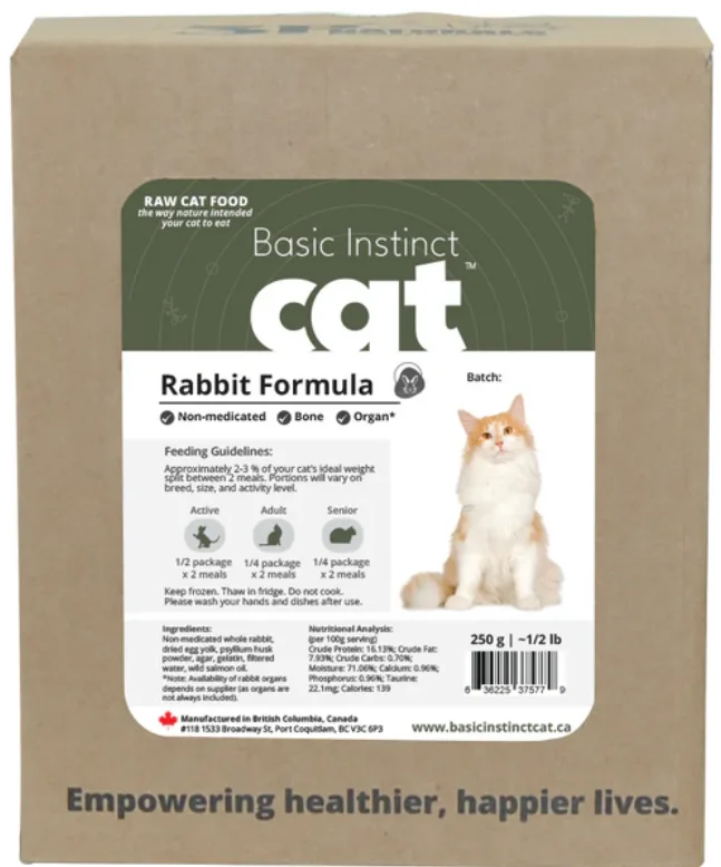 3P Naturals - Basic Instincts™ Cat Mixed Meals Singles 500g × 1 (Rabbit Natural - Single not a case)