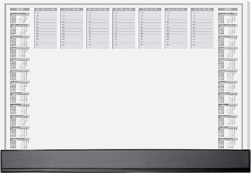 SigelÂ© Paper Desk Pad Office with Black Protective Strip 2-Year Calendar Daily and Weekly Planner D/GB/F/NL 595x410 mm 40 Sheets