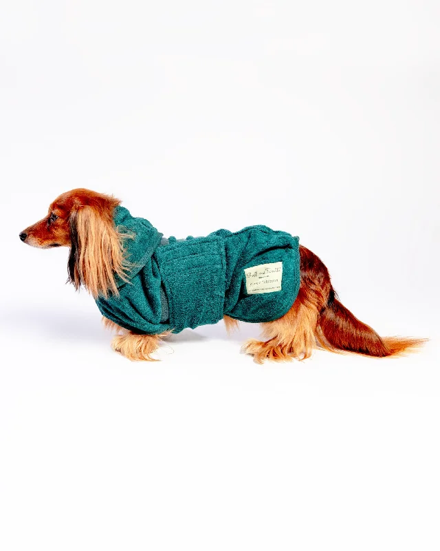 Dog Drying Coat in Bottle Green (Made in the UK) (CLEARANCE)