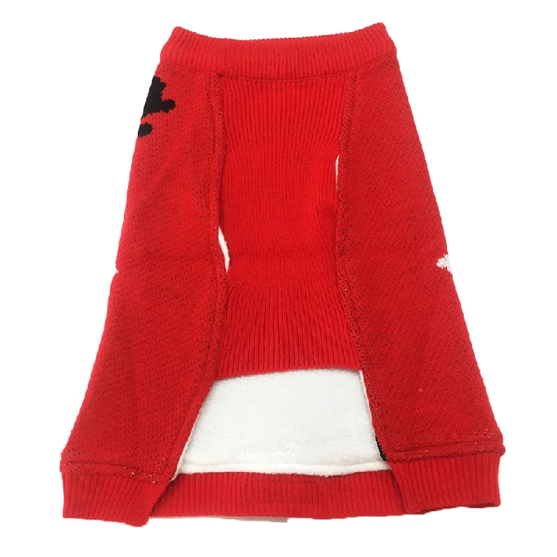 Dogobow Reindeer Knit Sweater for Dogs and Cats (Red) (Get a Bow Free)