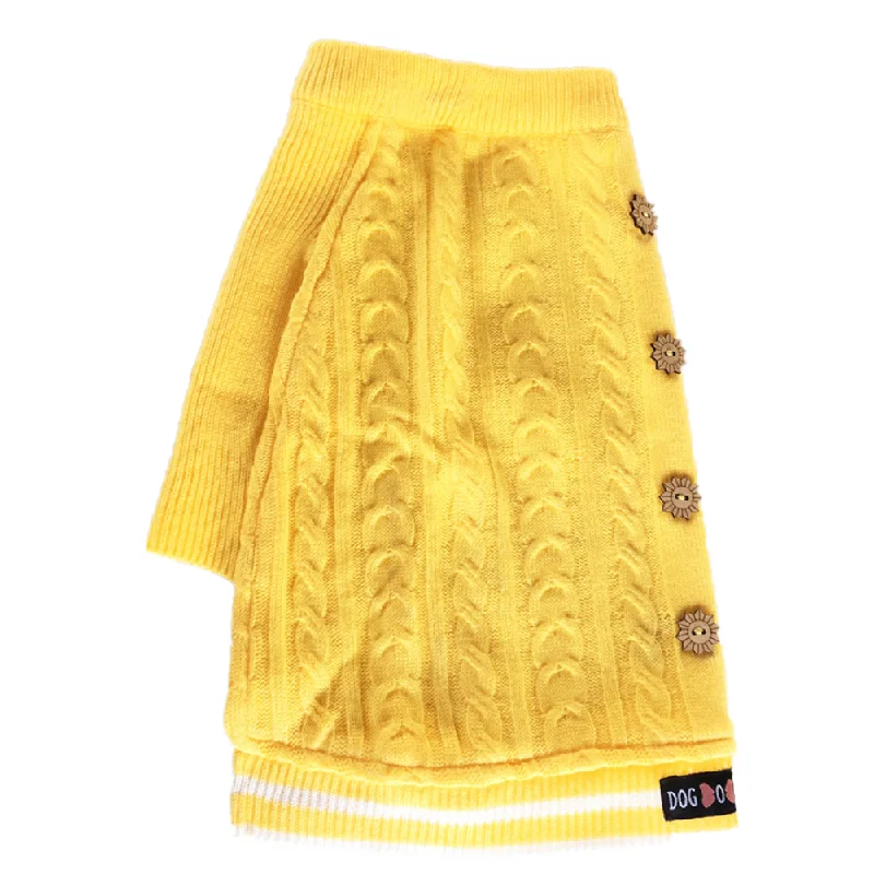 Dogobow Sun Kissed Knit Sweater for Dogs and Cats (Yellow) (Get a Bow Free)