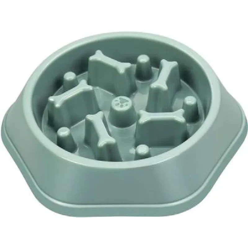 Emily Pets Bone Pattern Interactive Food Bowl for Dogs (Green)