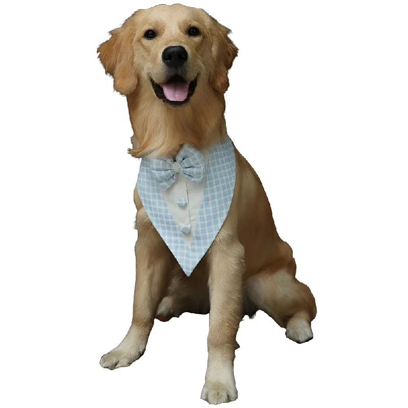 Floof & Co Cotton Tux Bandana for Dogs (Blue)