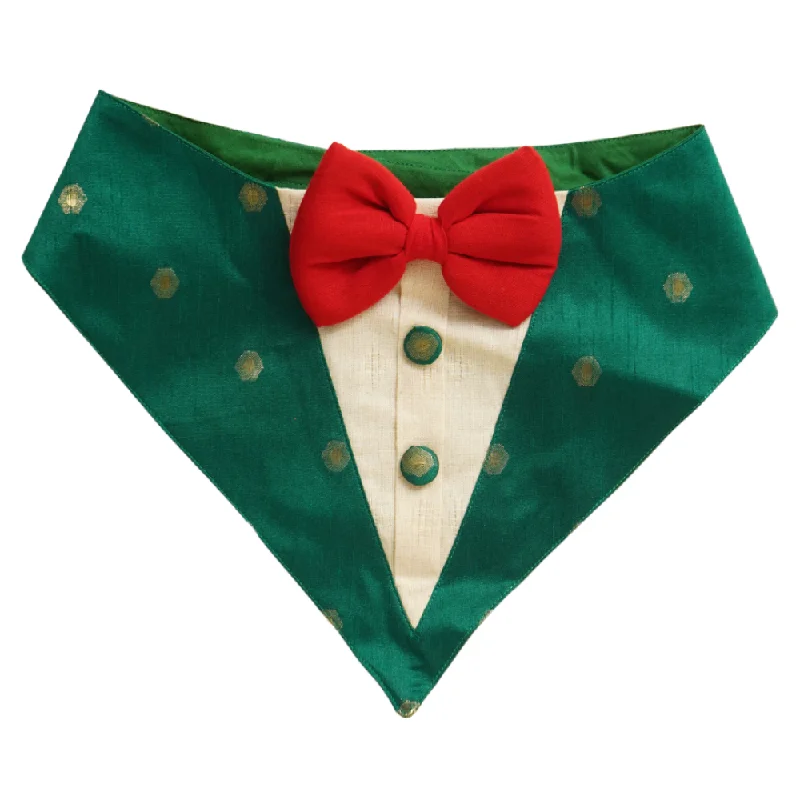 Floof & Co Silk Tux Bandana for Dogs (Green)