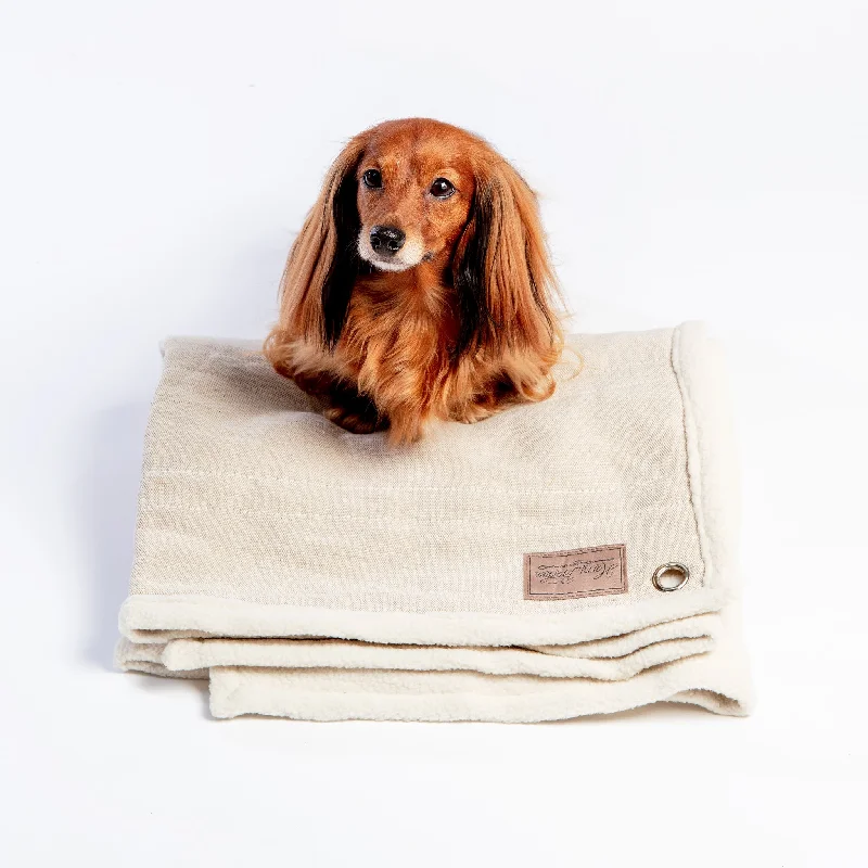 Natural Tweed & Fleece Double-Sided Dog Blanket