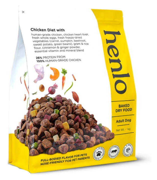 Henlo Chicken & Vegetable Baked Dry Food for Adult Dogs | 100% human grade ingredients