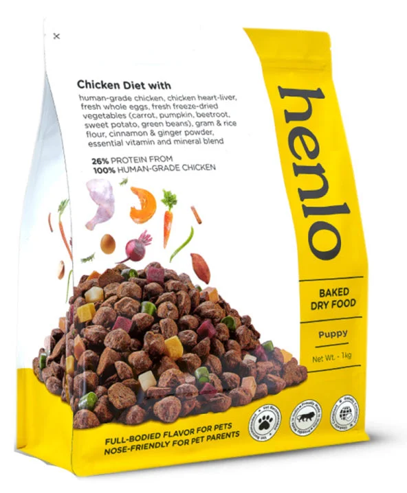 Henlo Chicken & Vegetable Baked Dry Food for Puppies | 100% human grade ingredients