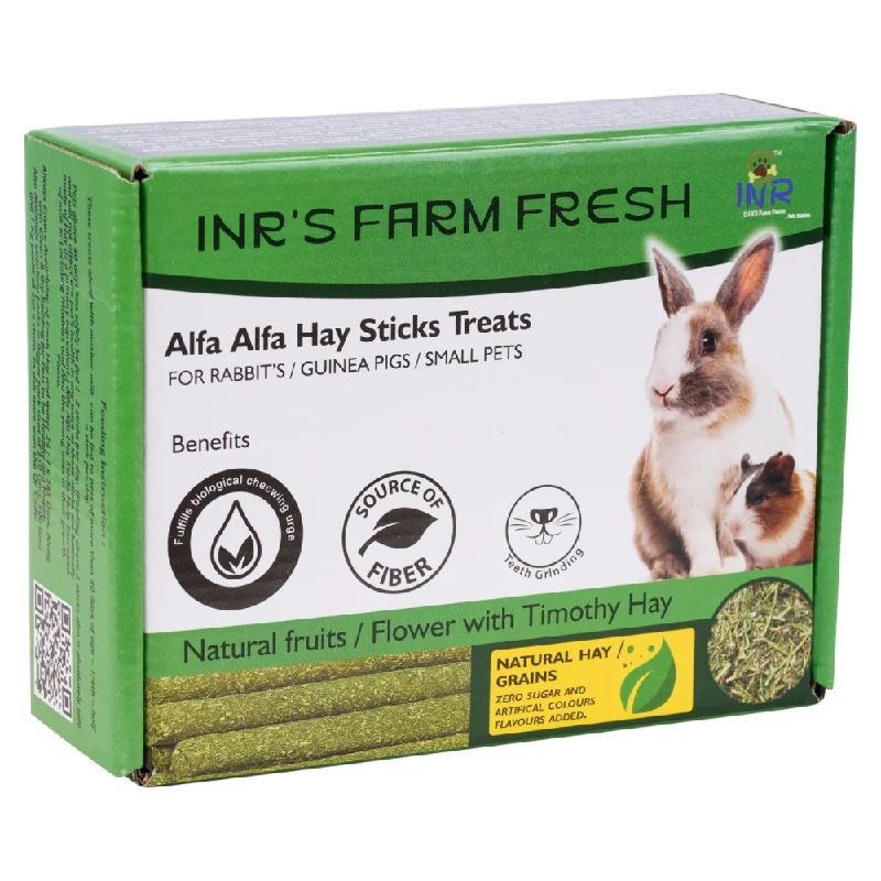 INR'S Farm Fresh Alfa Alfa Hay Stick Treats for Small Animals