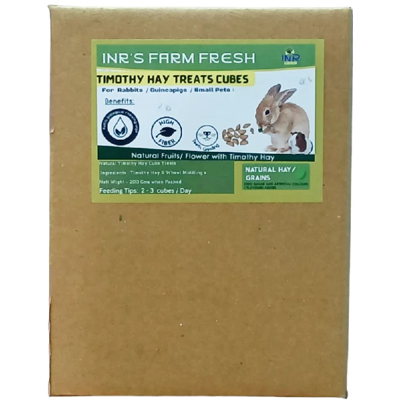 INR'S Farm Fresh Timothy Hay Cube Treats for Rabbit & Guinea Pig