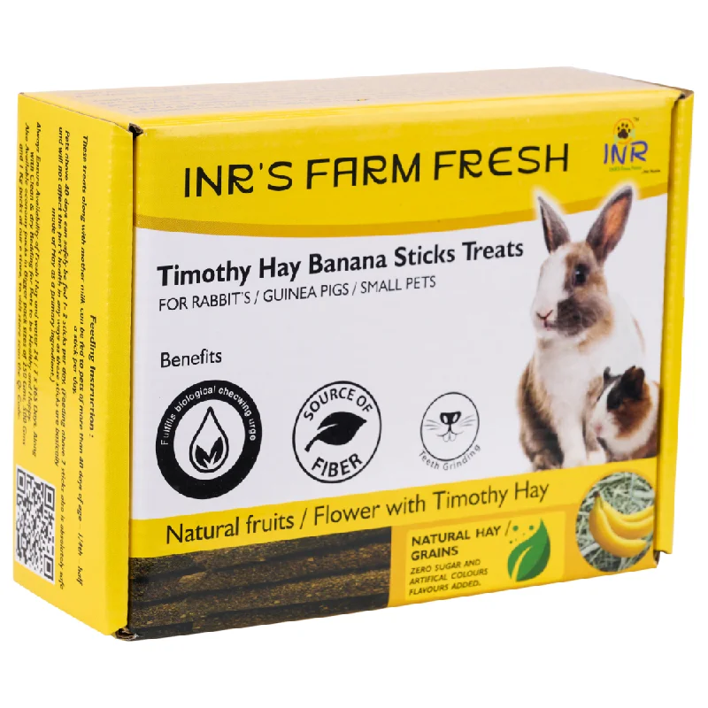 INR'S Farm Fresh Timothy Hay Natural Banana Stick Treats for Small Animals