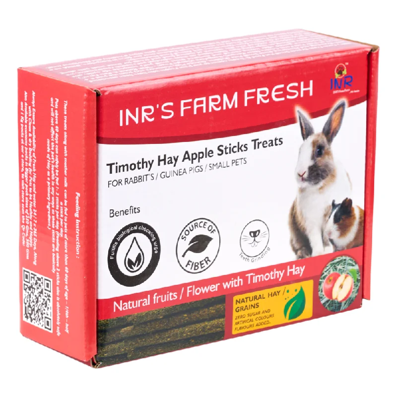 INR'S Farm Fresh Timothy Hay Natural Apple Stick Treats for Small Animals