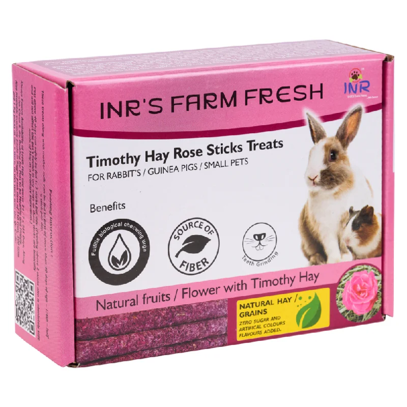 INR'S Farm Fresh Timothy Hay Natural Rose Stick Treats for Small Animals