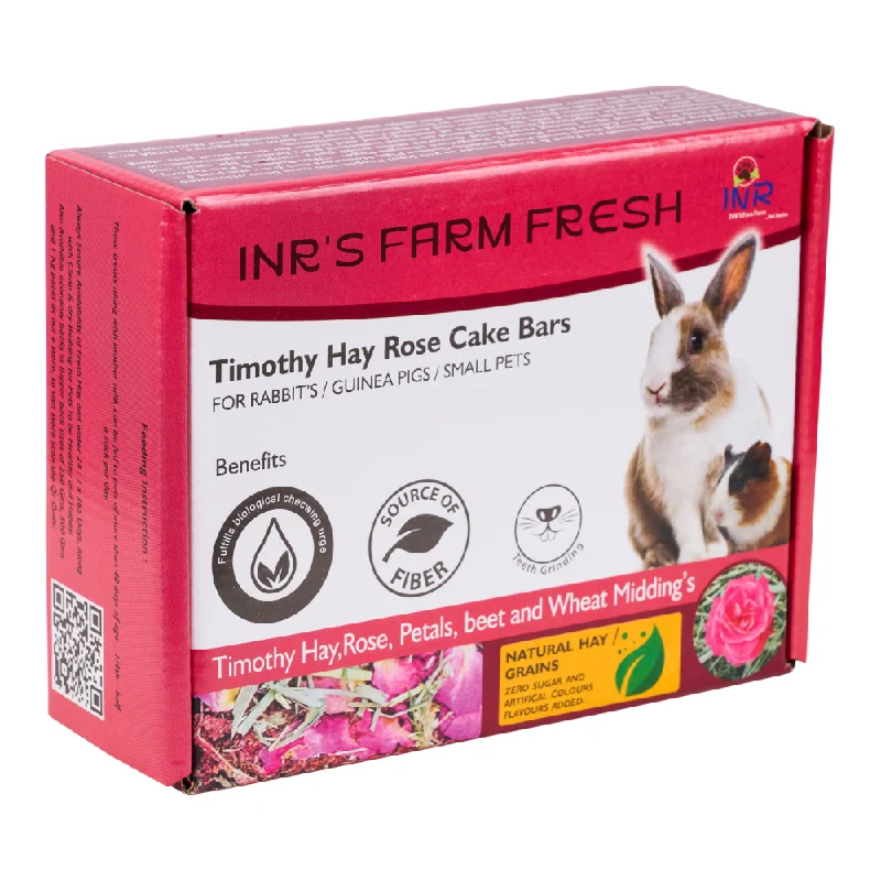 INR'S Farm Fresh Timothy Rose Cake Bar Treats for Small Animals