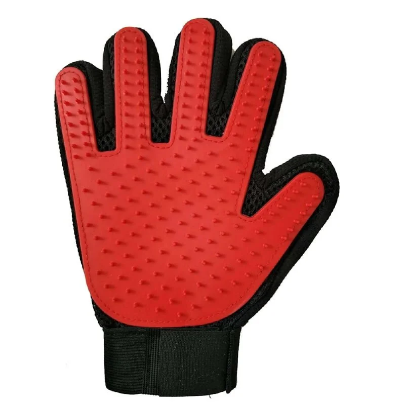 Kiki N Pooch True Touch Grooming Gloves for Dogs and Cats (Red)