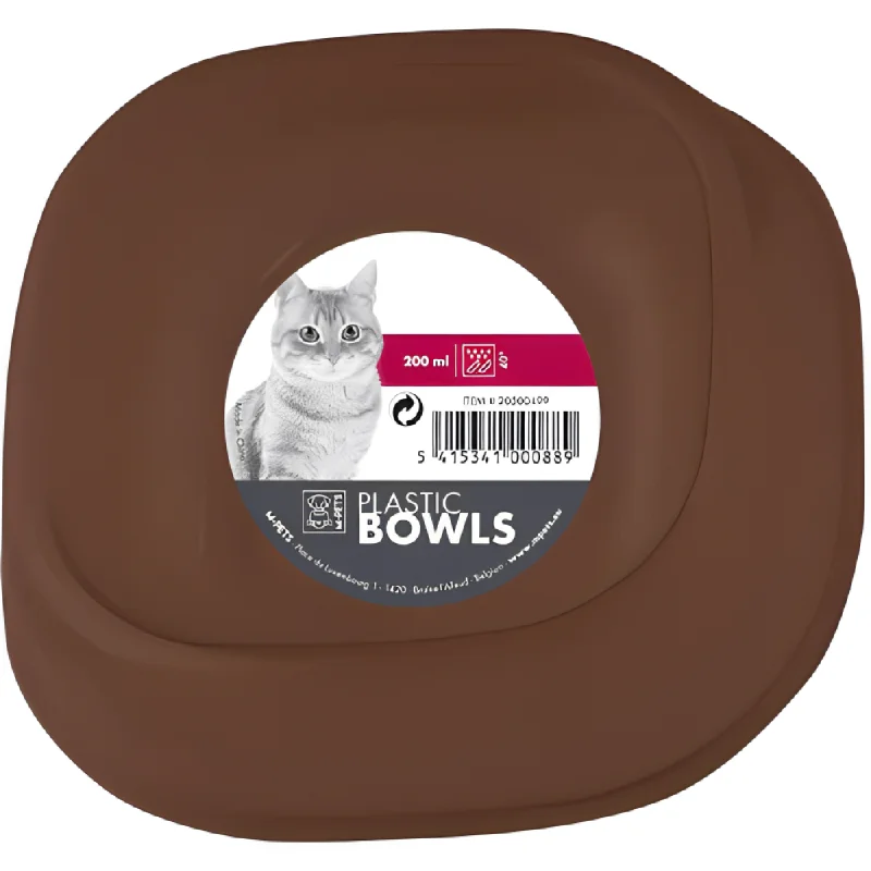 M Pets Plastic Single Bowl for Cats (Brown)