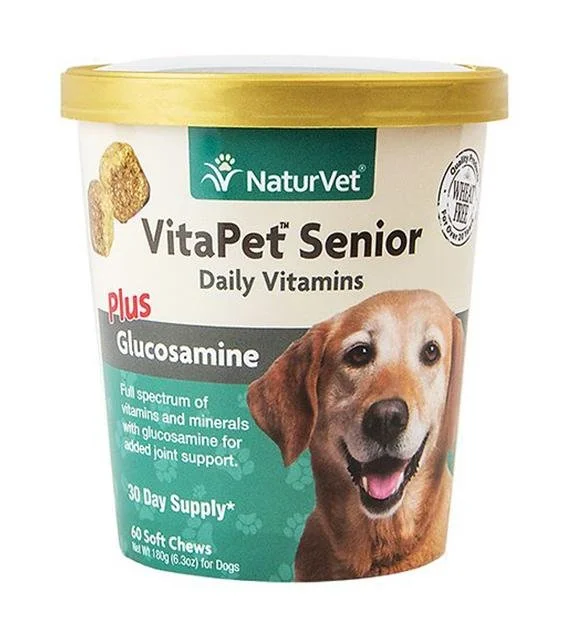 NaturVet VitaPet (Senior) Daily Vitamins Plus Glucosamine Soft Chew Dog Supplement (60 Count)