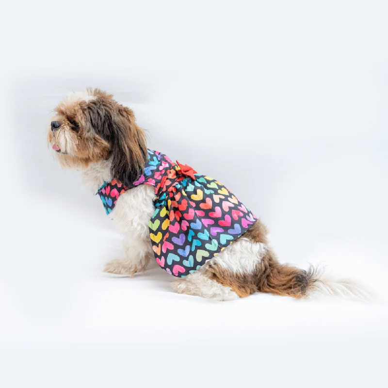 Pawgypets Multi Heart Casual Dress for Dogs and Cats