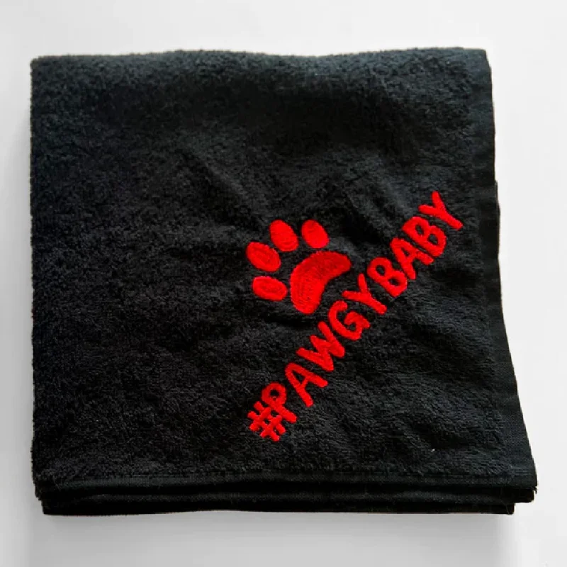 Pawgypets Pet Towel for Dogs and Cats (Black)