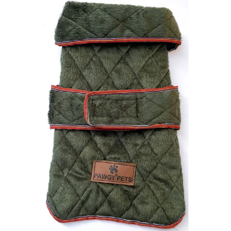 Pawgypets Reversible Quilted Jacket for Dogs and Cats (Olive Green)