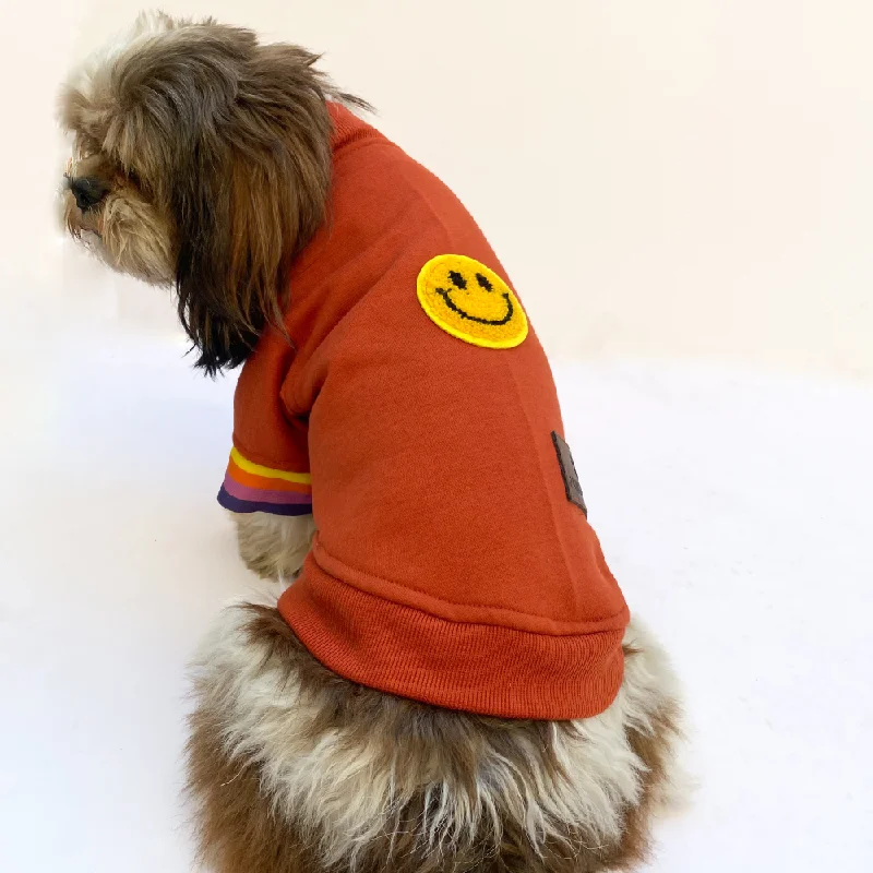 Pawgypets Smiley Sweatshirt for Dogs and Cats (Rust)