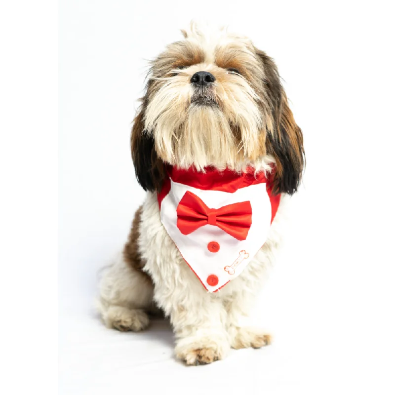 Pawgypets Tuxedo Bandana for Dogs and Cats (Red)