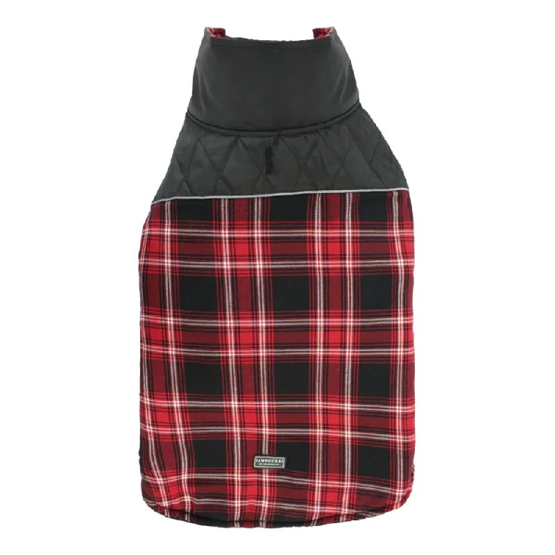 Pawpourri Winter Plaid Jacket for Dogs and Cats (Red/Black)