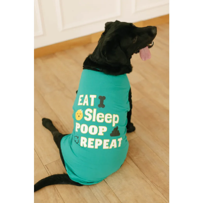 Pet Set Go Eat Sleep Poop Repeat T-shirt for  Dogs (Cyan)