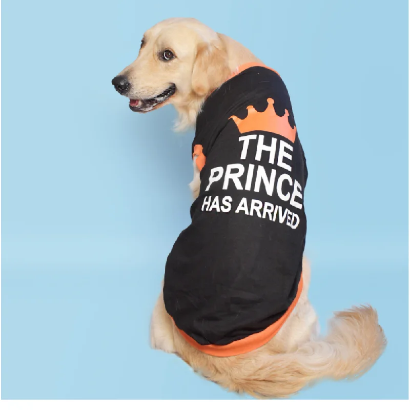 Pet Set Go Prince has Arrived T-shirt for Dogs (Black)