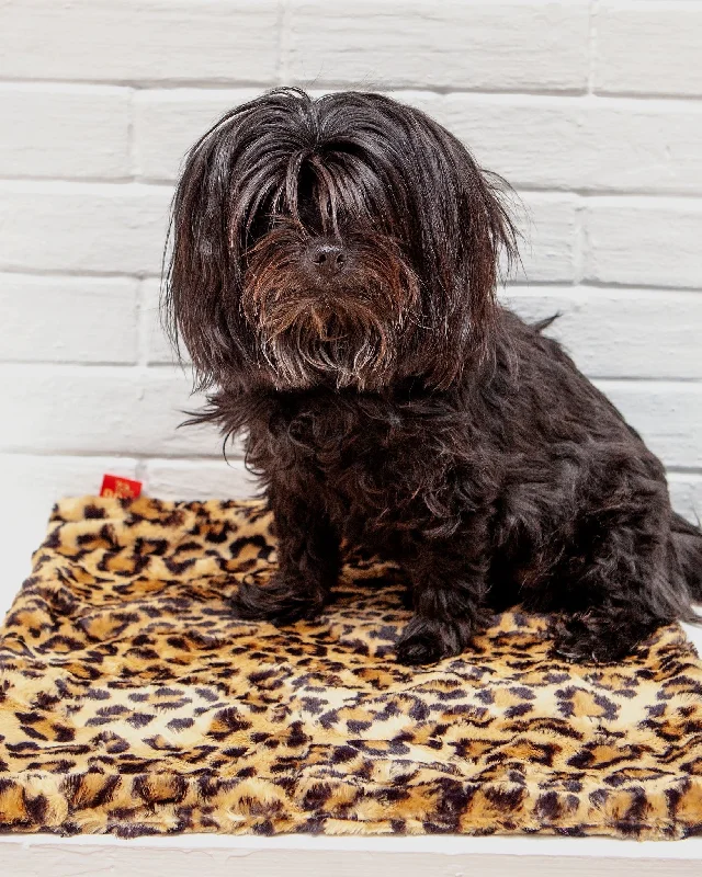 Plush Dog Blanket in Sand Leopard