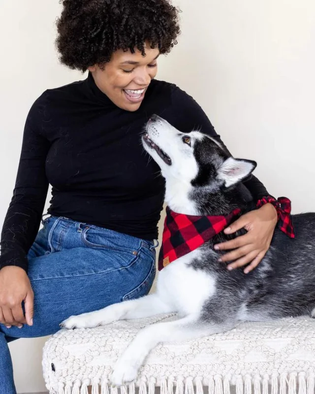 Red and Black Buffalo Check Flannel Dog Bandana (FINAL SALE)