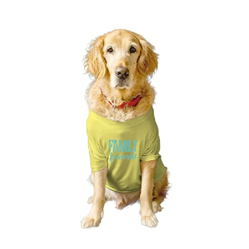 Ruse "Family Favourite" Printed Half Sleeves T Shirt Combo for Dogs and Humans (Lemon Yellow)