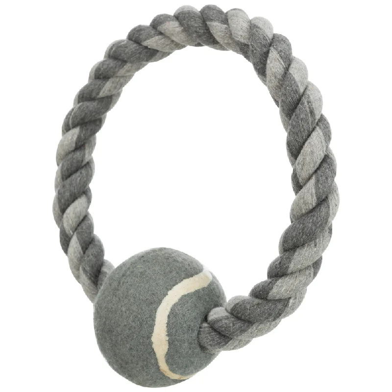 Trixie Rope Ring with Tennis Ball Toy for Dogs (Grey)