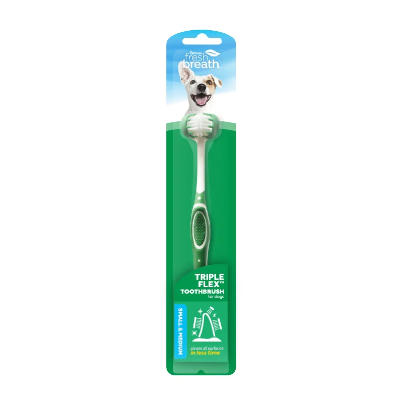 TropiClean Fresh Breath Triple Flex Toothbrush for Small & Medium Dogs